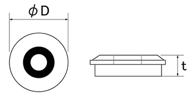 鉄 ピアス ボンデッドワッシャー(グレーゴム)の寸法図