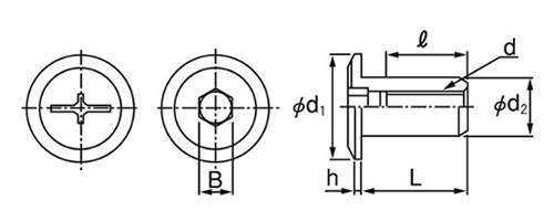 鉄 ジョイントコネクター 飾りナット(+)(-)JCNの寸法図