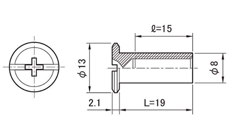 鉄 連結金具ナットDタイプ JN-D(+)(-)の寸法図