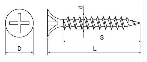 鉄 ラッパラミネート (石膏ボード同士の接合ビス)の寸法図