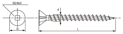 鉄 ALCフラワービス スクエアー ALC用(四角穴付)の寸法図