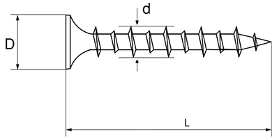 鉄(+)石膏ボードビスHL(石膏ボード+鉄薄鋼板下地用)(八尾製鋲)の寸法図