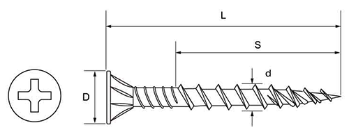 鉄(+) コンパネビスDCタイプ (徳用箱)(ダンドリビス品)の寸法図
