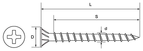 鉄(+) コンパネビスCOタイプ (徳用箱)(ダンドリビス品)の寸法図
