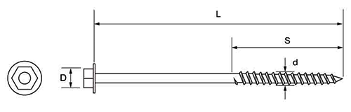 鉄 六角ボックスビス (8号プラBOX)(ダンドリビス品)の寸法図