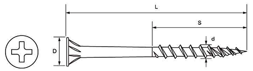 鉄(+) RN中細ビス (24号プラBOX)(ダンドリビス品)の寸法図