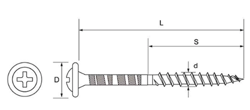 ワッシャー付ナゲシ (Pキャップ専用ビス)(12号プラBOX)(ダンドリビス品)の寸法図