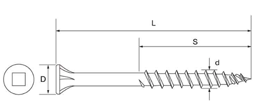四角RN極太ビス (四角＃3ビット付)(12号プラBOX)(ダンドリビス品)の寸法図
