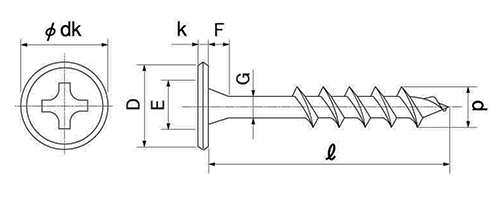 鉄 (+)連結パ-チビスの寸法図