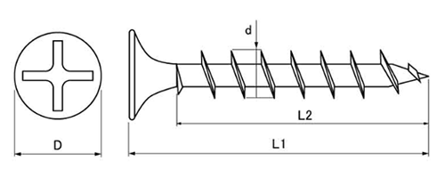 鉄(+) デカバ (硬質・軟質材兼用ビス)(若井産業)の寸法図