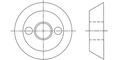TRF 亜鉛ダイカスト ツー・ホール ナットの寸法図