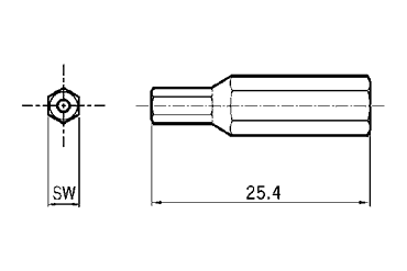 TRF 専用工具 六角穴ピン付用ビットの寸法図