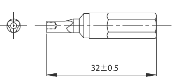 トライクルねじ(Aタイプ用)専用ビット 32mmの寸法図