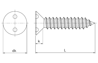 TRF ステンレス ツー・ホール 皿頭 タッピンねじ (4種AB形)の寸法図