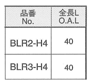 ライン穴用 LR(タンパープルーフ)ビット(H4)ピン付タイプ(電動ドライバー用)の寸法表