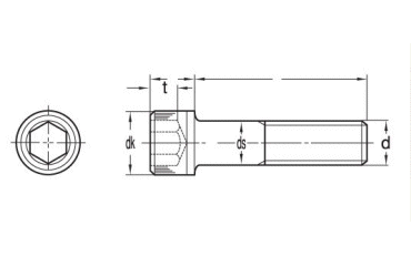 鋼 六角穴付きボルト(キャップスクリュー)(UNF ユニファイ細目ねじ)(アンブラコ製)の寸法図