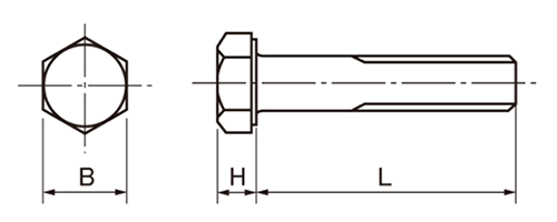 鉄 六角ボルトUNC ユニファイ 並目ねじ(強度区分G-5)の寸法図