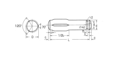 SUM22L 溝付きピン(簡易ノックピン) F形 DIN1469の寸法図