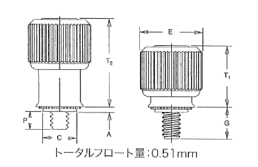 鉄 PEM パネルファスナー(PF-ユニバーサルドライブ型)の寸法図