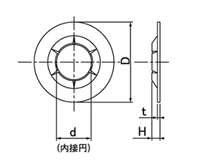 鉄 プッシュナット(軸用)(大陽ステン製)の寸法図