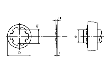 ステンレス CA止め輪(軸用)(大陽ステン品)の寸法図