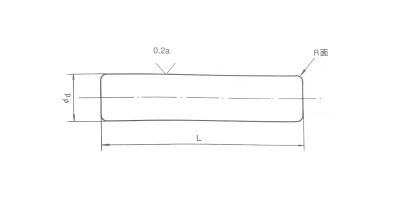 鋼 S45C-Q(焼入れ) 平行ピン・A種m6(プラス公差)平先+丸先(大陽ステン製)の寸法図