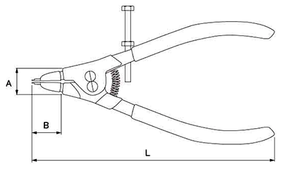 ZAプライヤー 専用工具(グリップ止め輪用)(オチアイ製)の寸法図