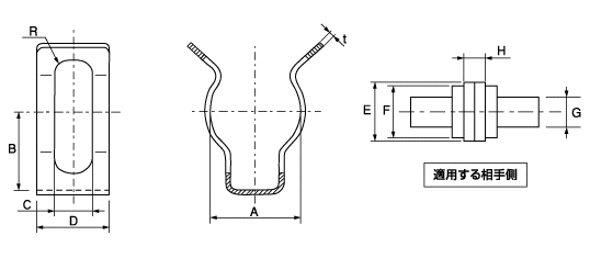 ステンレス クイックファスナー(軸用)(オチアイ製)の寸法図
