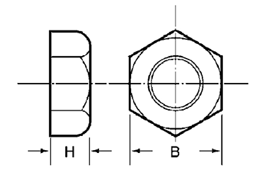 PVC(塩化ビニール) 六角ナットの寸法図