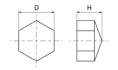 六角ボルト用キャップカバー(樹脂製)の寸法図