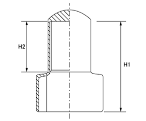 シングルナット用カバー (内ねじ付)(軟質塩化ビニール・PVC)の寸法図