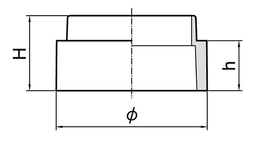 ボルト用保護カバー (ハカマ・高さ調整用)(グレー色)マサル工業製の寸法図