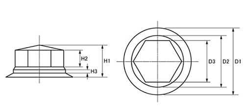 六角ハイテンボルト用キャップ(グレー)(樹脂製)の寸法図