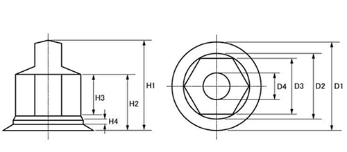 六角ハイテンナット用キャップ (グレー)(樹脂製)の寸法図