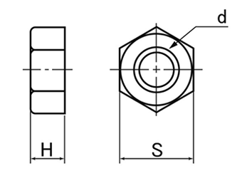 ポリカーボネート 六角ナットの寸法図