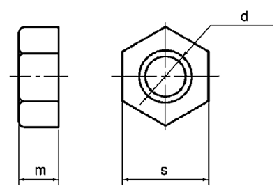 ポリカーボネート 六角ナット (その他サイズ)の寸法図