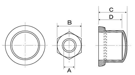 六角ナット用キャップ (黒色)(ポリエチレン製)の寸法図