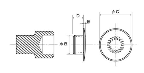 六角穴付きボルト用 キャップ(白色)(ポリエチレン製)の寸法図