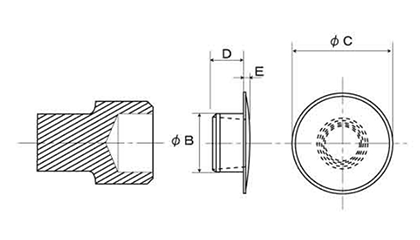 六角穴付きボルト用 キャップ(グレー色)(ポリエチレン製)の寸法図