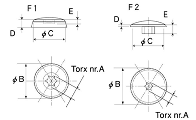 TORX用キャップ(白色)(ポリエチレン製)の寸法図