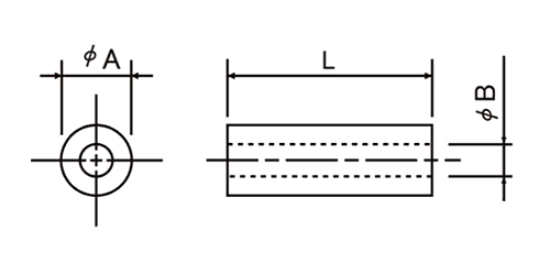 (ROHS対応)鉄(快削鋼) スペーサー CF-E (金環)パイプ形状品の寸法図
