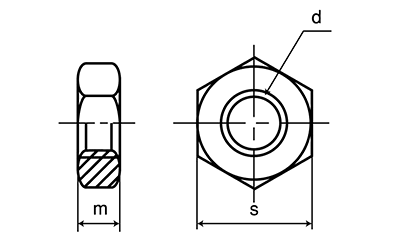 鉄 六角ナット(3種)(その他細目)の寸法図