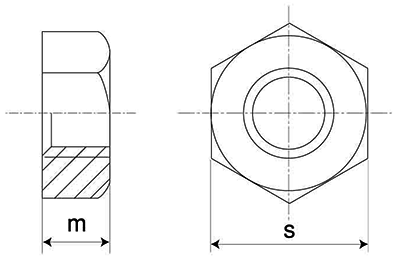 鉄 六角ナット 小形(1種)(インチ・ウイット)の寸法図