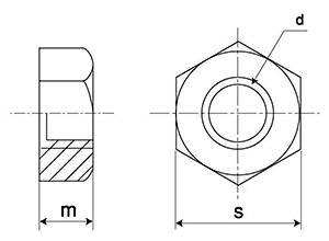 ステンレス 六角ナット(1種)(極細目)の寸法図