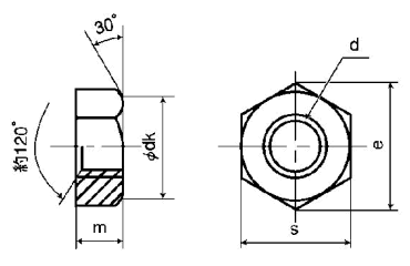 鋼 S45C(A) 六角ナット(1種)(焼き無し)の寸法図