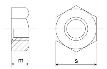 鋼 SNB7(H) 六角ナット(1種・切削)(耐熱、高温用)の寸法図