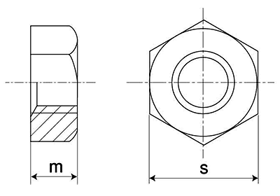 ステンレス SUS304N2 六角ナット(1種)(切削)(高強度)の寸法図