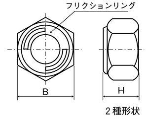 鉄 リードロックナット (2種)(細目)(M10・M12)の寸法図