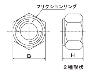 鉄 リードロックナット(薄型)の寸法図