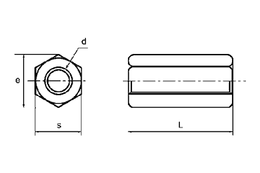 鉄 高ナット(インチ・ウイット)の寸法図
